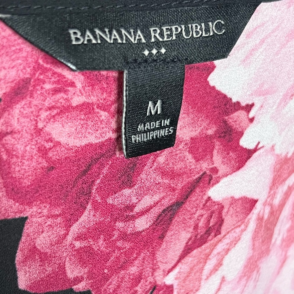 Banana Republic Black Pink Floral Print Tank Cami Adjustable Straps Size M - Picture 3 of 3